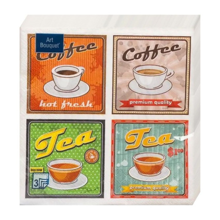 салфетки 3-сл 33х33 АРТ БУКЕТ Кофе Ретро/20