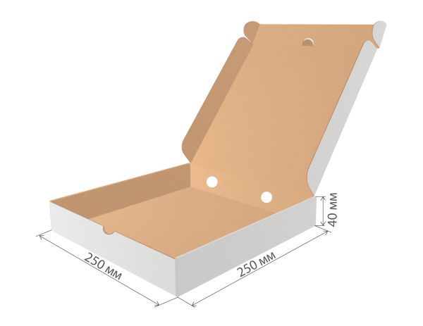 коробка под пиццу гофрокартон 250х250х40 бел/бур ЛОК