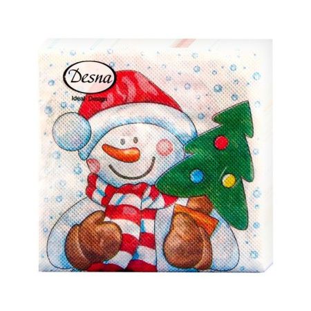 НГ салфетки 25х25 DesnaDesign НГ Снеговик с елкой/40