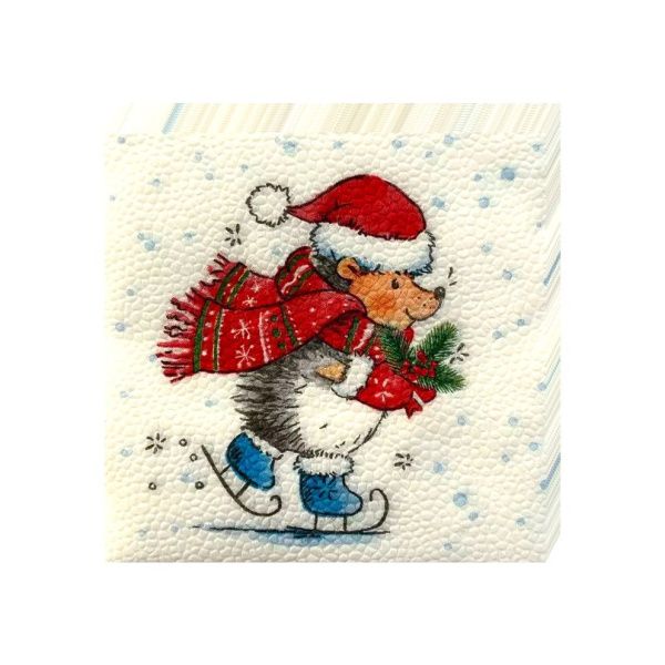 НГ салфетки 25х25 DesnaDesign НГ Ежик на коньках/40