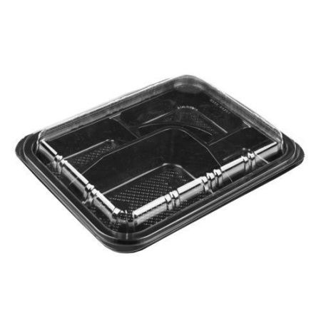 контейнер Бенто-коробка 5-и секц дно черн (крышка Бенто прозр)/110*