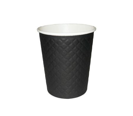 стакан бум. 200 мл Черный Waffle 2-сл *