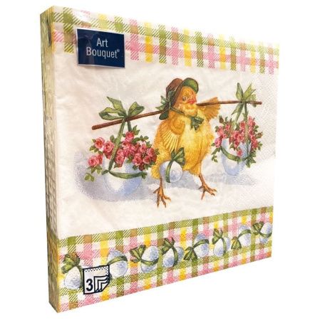 салфетки 2-сл 33х33 БУКЕТ Пасхальный Цыпленок  /20