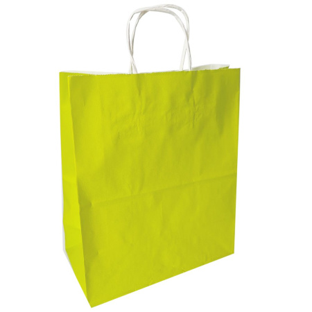 сумка бум. крафт 28х24х14 с круч. ручками Желтый лайм *