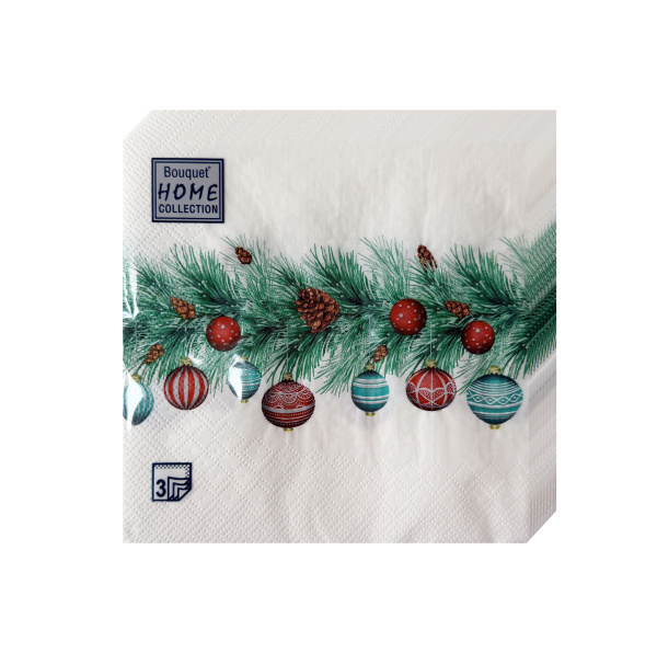 НГ салфетки 3-сл 33х33 Новогодняя гирлянда/20