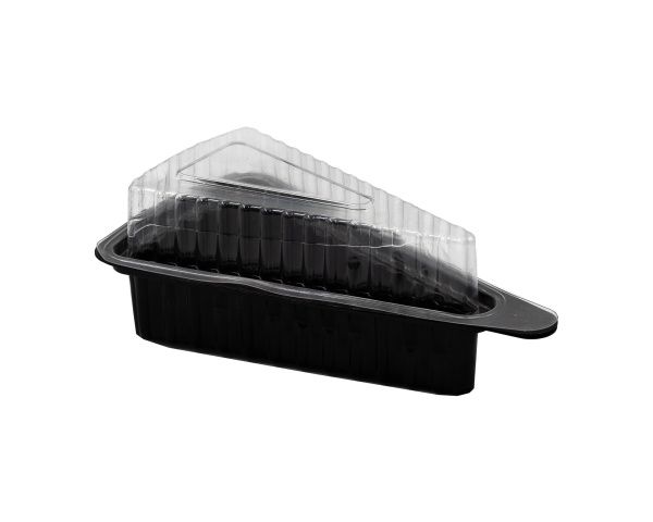 контейнер для порции пирога черный (крышка прозрачная) высота 63,7/800