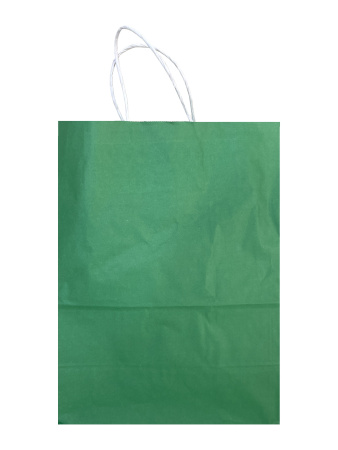сумка бум. крафт 34х26х15 с круч. ручками зеленый *