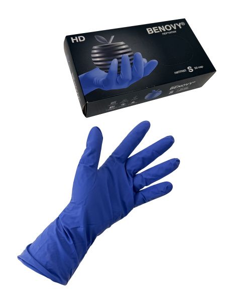 перчатки нитриловые неопудренные Benovy S 50пар 4,5 г*