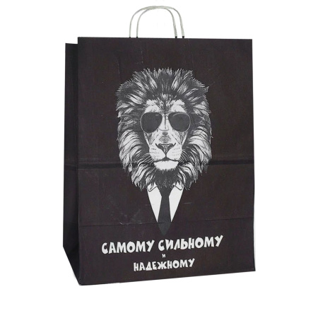 сумка бум. крафт 25х22х12 с круч. ручками Самому сильному *