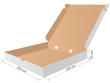 коробка под пиццу гофрокартон 360х360х40 бел/бур