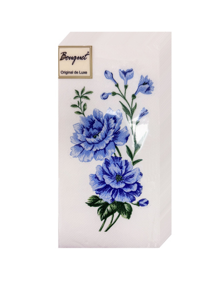 салфетки 2-сл 33х33 АРТ БУКЕТ ЛЮКС Голубые цветы /20