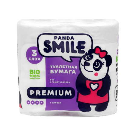 бумага туалетная "Панда" 3 сл./4